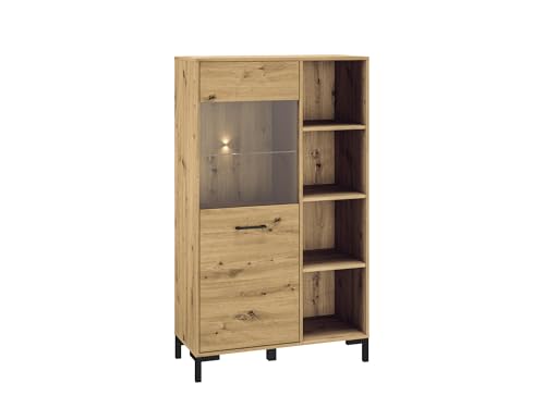 FURNLUX Nevio - Vitrina de madera de roble y...