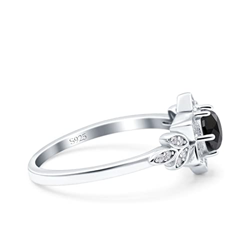 Blue Apple Co. Halo Art Deco Cluster Floral Wedding Engagement Ring Round Simulated Cubic Zirconia 925 Sterling Silver2