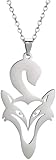 LAMGUL Accesorios Collar de zorro de plata de ley 925 para mujeres y hombres, collar con colgante de zorro, compromiso con dije de zorro, collar con inicial de oro de niña zorro, joyería de zorro para