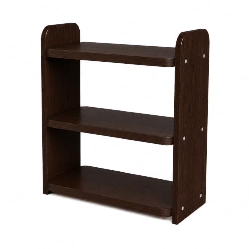 Image of 3-Tier Kitchen Organizer Rack for Countertop, Engineered Wood Spice Rack Shelf, Space Saving Storage Stand for Kitchen, Bathroom & Office, Easy Assembly, Dark Brown