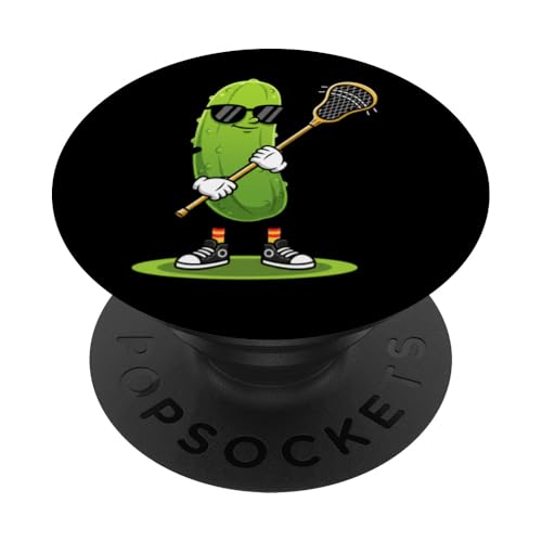 Pickle Lacrosse Player Cartoon Cool Pickle with Stick Boys PopSockets Adhesive PopGrip