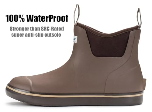 SUREWAY Men's Deck Boots Professional Non-Slip Fishing & Ankle Boating Boot Waterproof Rain Boots, Lightweight Neoprene Rubber Deck Boots2