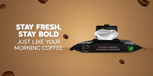 Image of Flushable Wet Wipes, 6 Pack (288 Wipes), Cafe Toffee, Disposable, Biodegradable, XL, With Aloe & Vitamin-E, Drain and Marine Life Friendly, Brewed Comfort, Utterly Smooth, Irresistible!