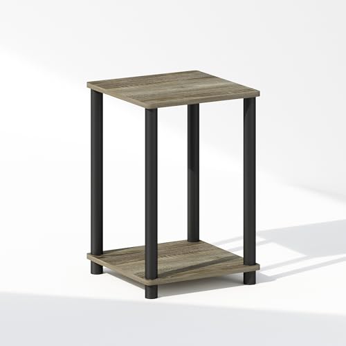 Image of Furinno Turn-N-Tube Night Stand, 2-Tier Open Shelf Design Nightstand, Toolless Bedside Table, End Table, Side Table, for Bedroom, Closet, Dorm, French Oak