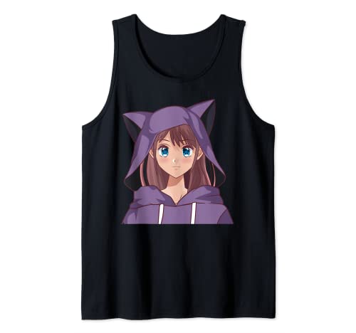 Gato Felino Chaqueta Kawaii Senpai Manga Japonés Cosplay Anime Camiseta sin Mangas