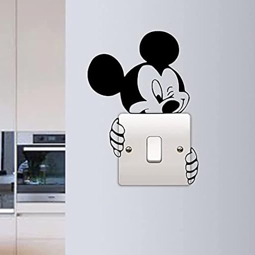 Pegatina de pared de Mickey Mouse, calcomanía de vinilo para colocar sobre el interruptor de luz, divertido para habitación de niños | Ya disponible en tu tienda friki favorita! En mundofriki.es!