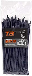 TR Industrial Multi-Purpose UV Resistant Black Cable Ties, 8 inches, 100 Pack