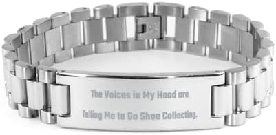 The Voices in My. Shoe Collecting Ladder Bracelet, Surprise Shoe Collecting Gifts, Engraved Bracelet For Men Women from Friends, Gift for shoe collector, Unique gifts for shoe collectors, Personalised image 4