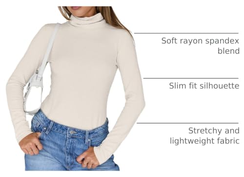 Image of Trendy Queen Womens Turtleneck Tops Winter Clothes | Long Sleeve Basic Shirts,Stretchy Fit,Tight Lightweight Fall Fashion 2026