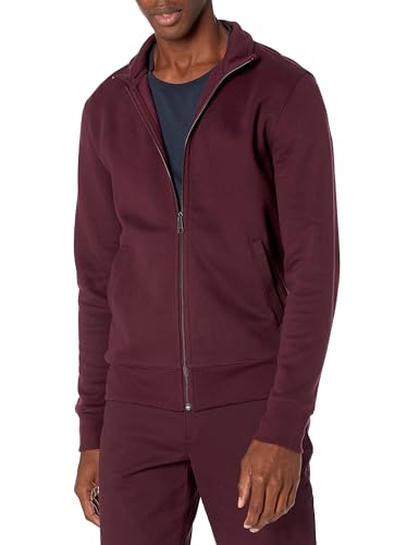 Amazon Essentials Herren Fleece-Jacke mit durchgehendem Reißverschluss, Burgunderrot, M