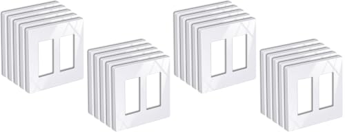 BESTTEN 20 Pack 2-Gang Screwless Decorative Wall Plate, USWP6 Snow White Series, Decorator Outlet Cover, H4.69” x W4.73”, for Light Switch, Dimmer, GFCI, USB Receptacle