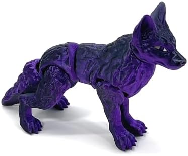 Articulated Wolf 3-D Printed, Small Black and Purple Wolf Toy, Fidget 3D Printed Gift for Him, Executive Office Desk Toy, Home Decor (Small) image 4