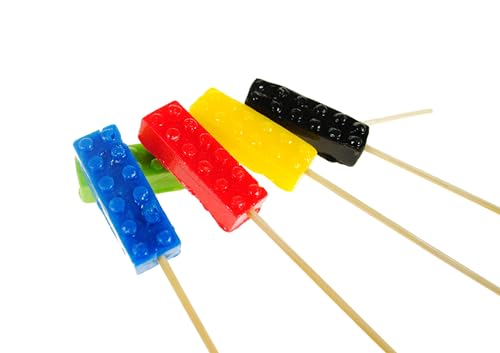 Lutscher Bausteine 12g 15 Stück - Süßigkeiten kinder in Form von Baukasten - Süße Lolipops in mehreren Farben - Lustige Süßigkeiten zum Kindergeburtstag