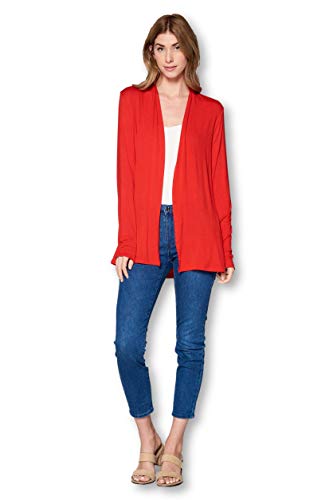Image of Women Casual Open Front Long Sleeve Lightweight Softest Viscose Made from Bamboo Cardigan