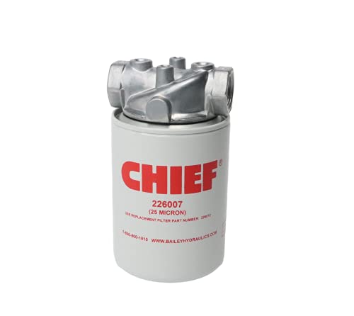 Chief Hydraulic Oil Filter Assembly - 25 Micron Spin-On Filter - 20 GPM Flow Rate, 250 PSI Maximum Pressure, 3/4 NPTF Ports, 1-12 Thread, Industrial Grade Filtration System for Petroleum Fluids
