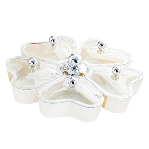 Bothyi Dried Fruits Tray Candy Snack Plates Platter Appetizer Tray Divided Serving Tray for Cupcake Dried Fruits Family Holiday Home, White