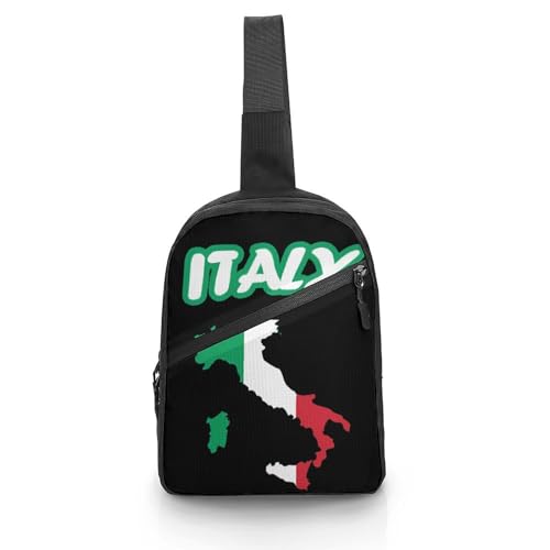 Italy Map Italian Flag Chest Bag Foldable Crossbody Unisex Pack Travel Hiking Adjustable Shoulder Straps Sling Bags