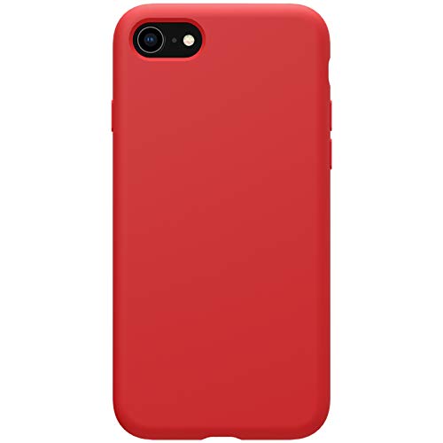 Nillkin Silicone Case for Apple iPhone Se 2022 / Apple iPhone Se 2 2020/7 / 8 (4.7" Inch) Flex Pure Case Liquid Silicon Finish Anti Finger Print with Inner Microfibre Red Color