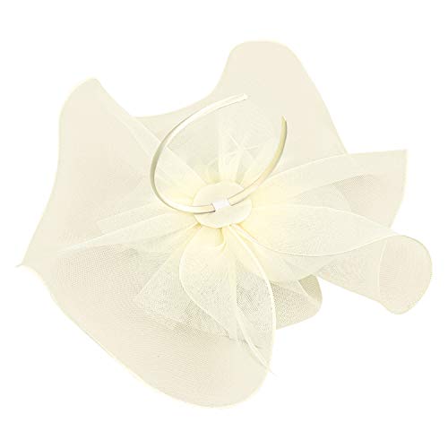 LONTG Women Fascinator Headband Pillbox Hat Big Flower Wedding Bridal Headdress Headpieces Race Ascot Hat Burlesque Feather Flapper Hair Accessory for Evening Cocktail Party Prom Church Hen Party