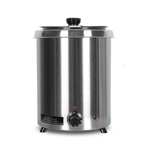 HMWOKPOT Bollitore per Zuppa Commerciale, Scaldavivande Elettrico Ketter A Calore Umido da 5,7 Litri con Vaso Staccabile per La Casa, Il Catering, I Ristoranti A Buffet,Argento,220V