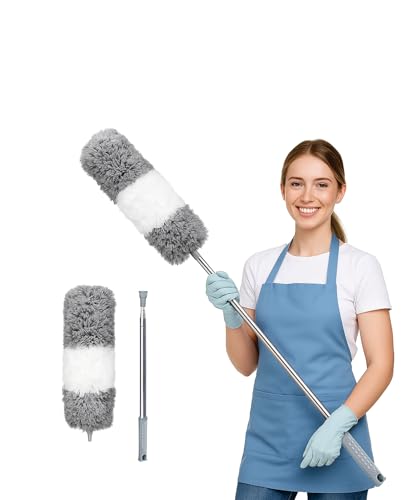 ArobiaSB 2026 Upgraded Microfiber Feather Duster for Cleaning Extendable 110 Inches Long for High Ceilings Home Furniture Car Telescopic Pole Feather Dusters Telescopic Duster Extendable
