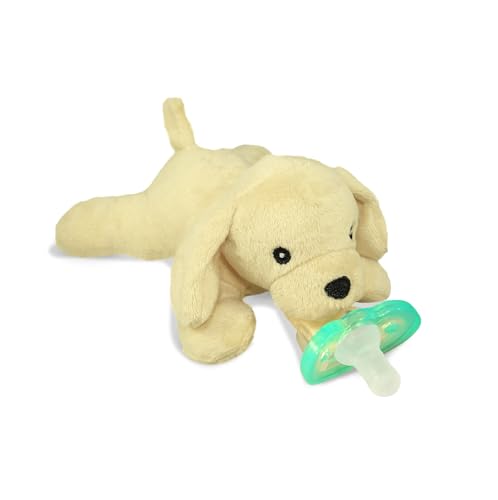 RaZbaby JollyPop Pacifier, Holder w/Detachable Baby Pacifier, Stuffed Animal RaZbuddy, All Ages 0M+, 100% Medical Grade USA Made Silicone, Machine Washable, Textured & Easy to Hold – Lab