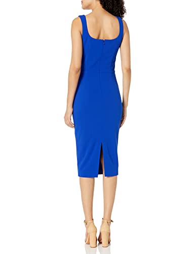 Image of Dress The Population Womens Sloane Rounded V Neck Bodycon Midi Dress