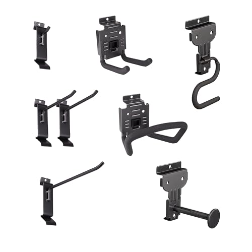HandiSolutions Slatwall Hooks Black 8 Pack Heavy Duty Garage Slatwall Hooks Accessories for Organizing Storage and Display for HandiWALL and Slatwalls