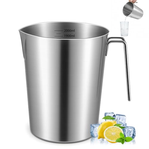 Jarra medidora de acero inoxidable 2L con asa y pico miniatura 1