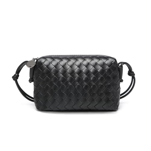 Woven Leather Crossbody Bag,Small Handbag Purse,Mini Crossbody Camera Bag, Light weight,7.4 x 2.7 x 5.1 Inches3