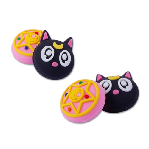 PERFECTSIGHT かわいいサムグリップキャップ PS5/PS4/Xbox One (Series X, S)/NS Switch Proコントローラー用 Magic Moon アナログスティックグリップ サムスティック かわいいシリコンジョイスティックボタンカバー(ルナ) 4個の商品画像（Amazon）