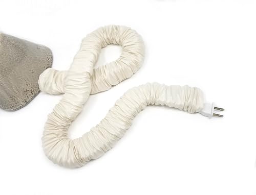 Image of Off White COVEREase Cord Cover 9 ft Faux Silk Fabric Lamp Cord Cover - Cable Sleeve, Wire Cover, Cord Hider for Cable Management for Electrical Lighting Fixtures (2 Pack)