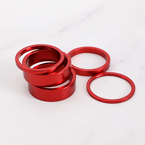 10Pcs Headset Spacer Replacement Kit Bike Headset Spacer Bicycle Stem Caps With Headset Screw & Claw Fit For 28.6 Mm Front Shaft Fork Red #TOP6