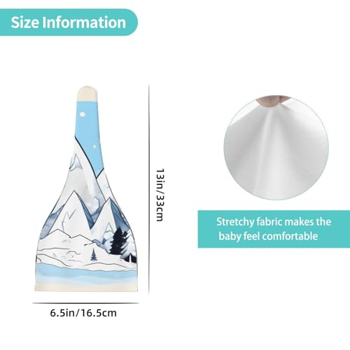 Newborn Baby Hat, Snow-Capped Mountains Print Soft Top Knot Beanie Cap, Cute Baby Headwear for 0-6 Months4