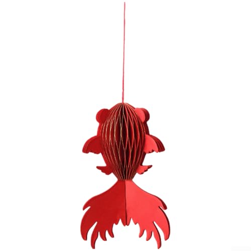 Decoraciones de Año Nuevo Chino, Origami Koi Fish Lantern Con Dios De La Riqueza Campana, Adornos Colgantes De Papel Rojo Para Festival De Primavera (pez-pequeño)
