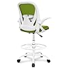Primy Drafting Chair Tall Office Chair with Flip-up Armrests Executive Ergonomic Computer Standing Desk Chair with Lumbar Support and Adjustable Footrest Ring (AvocadoGreen)