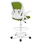 Primy Drafting Chair Tall Office Chair with Flip-up Armrests Executive Ergonomic Computer Standing Desk Chair with Lumbar Support and Adjustable Footrest Ring (AvocadoGreen)