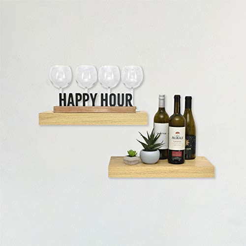 Image of MCS Natural Woodgrain Floating Shelves, 18 Inch x 8 Inch, Set of 2, 18 x 8