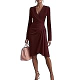 Genérico Vestidos De Fiesta Mujer Elegantes Vestido Invierno Mujer Elegante Ropa Cortos Popular Disfraz Invierno Top Christmas Sudadera Casual 2#Vino L