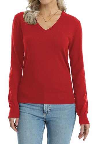 Image of QUALFORT Women's Sweaters Long Sleeve Soft Lightweight Basic Knitted Pullover Sweater
