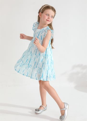 Little Girls Ruffle Sleeveless Fluffy Dresses Crewneck A Line Tiered Swing Pleated Tutu Dress for Kids Casual Party4
