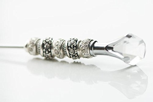 Antique Silver & White Rhinestone Cigar Stick Cigar Poker Cigar Punch Holder
