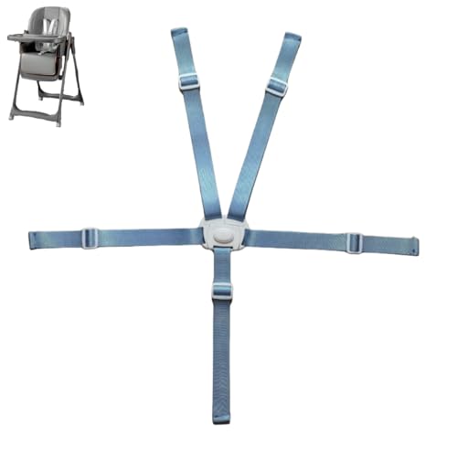 Image of High Chair Straps Replacement,Universal 5 Point High Chair Harness Straps Adjustable Sturdy Safety Strap Belt (Blue)