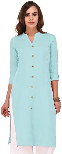 Vastraa Fusion Women Solid Straight Cotton Khadi Kurta/Kurti