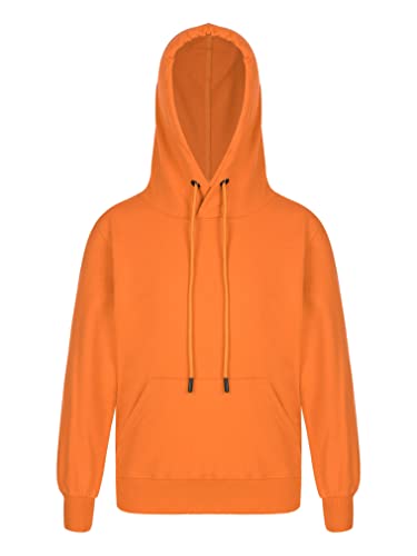 Jeatha Kids Boys Girls Hoodie T-Shirts Solid Color Long Sleeve Drawstring Hooded Sweatshirt With Pockets Orange 9-10 Years #TOP11