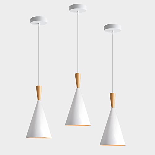 KCO Lighting Farmhouse Cone Pendant Light 3 Pack White Modern Barn Ceiling Pendant Lighting Fixture...