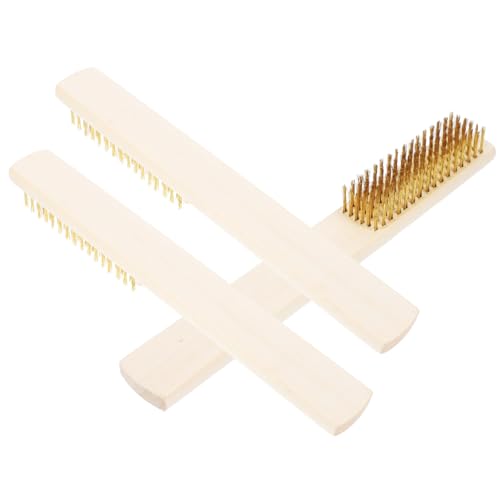BELLIFFY Walnut Handle Brush Set 3pcs Metal Wire Removal Brush for Welding Slag