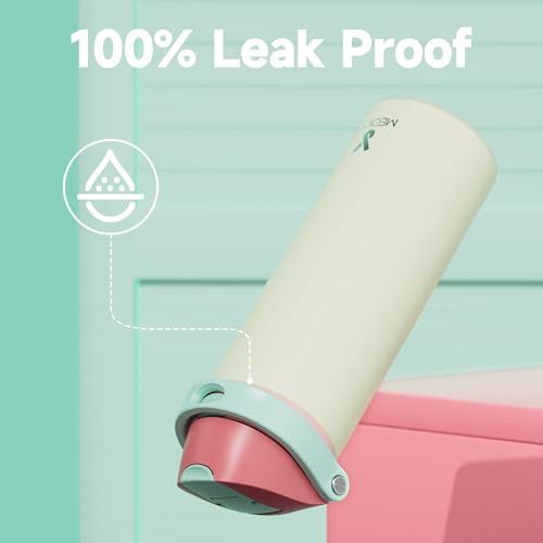 Image of 24 oz Insulated Water Bottle with Straw: Meoky Stainless Steel Metal Water Bottle with 2-in-1 Lid - Leak Proof, Cold for 24 Hours, Fits in Car Cup Holder, BPA-Free for Travel Sports Gym, Cream