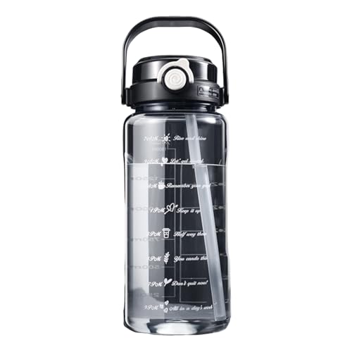 cdar Sports Water Bottle with Lid Leak-Proof Wide Mouth BPA-Free Water Cup 1.5L/2L Large Capacity Drinking Cup for Gym Travel Home School Black 1500ML