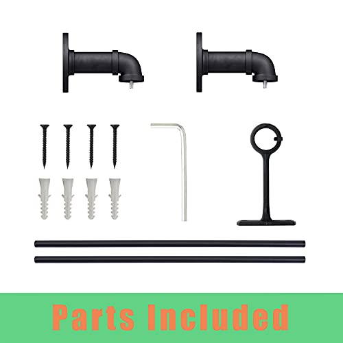 Industrial Curtain Rod, Simple Curtain Rod, Black Outdoor Curtain Rod, Rustic Curtain Rod, Room Divider Curtain Rod, Black (28-48") #TOP5